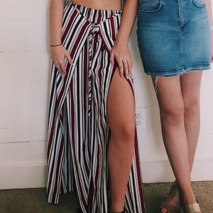 Split Leg Stripe Pants